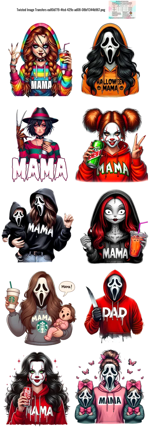 Mama Is A Badass Halloween 60x22" DTF Ready to Ship Gang Sheet